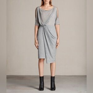 AllSaints Sina Shimmer Dress - Grey/Gray Silver - M